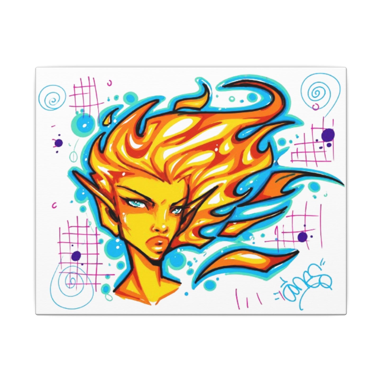 She Moves Like Fire (Original Drawing) - Ready to Rhinestone Canvas