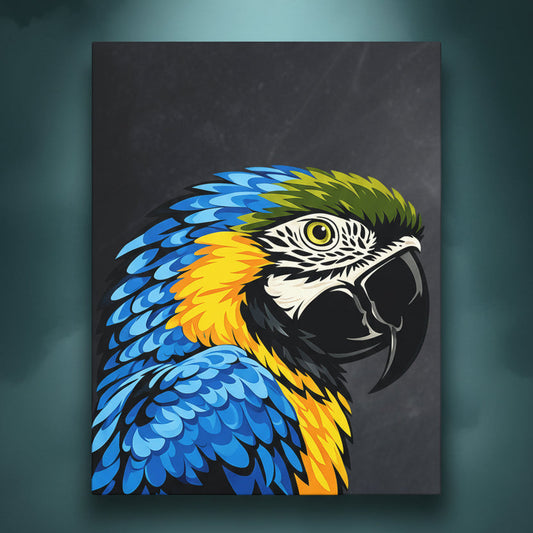Blue & Gold Macaw - Ready to Rhinestone Canvas