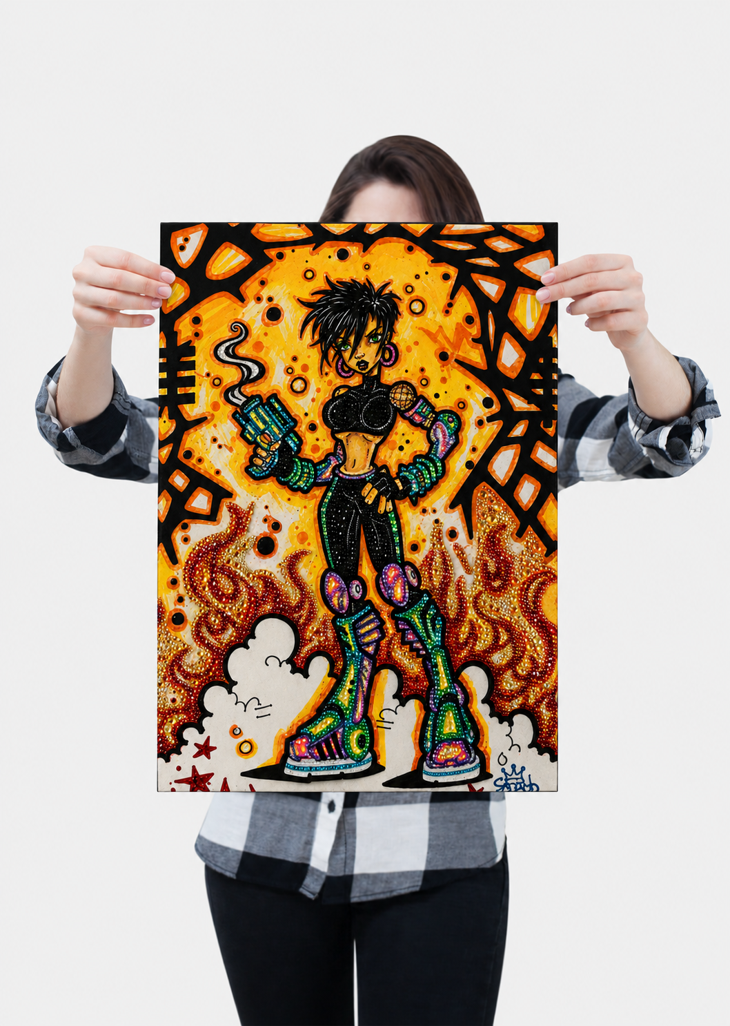 Bad B!tch (Original Drawing) - Ready to Rhinestone Canvas
