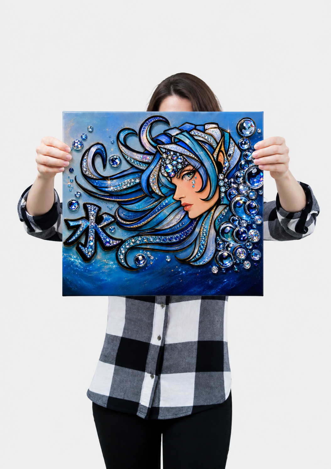 She Moves Like Water - Ready to Paint and Rhinestone Canvas