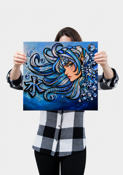 She Moves Like Water - Ready to Paint and Rhinestone Canvas