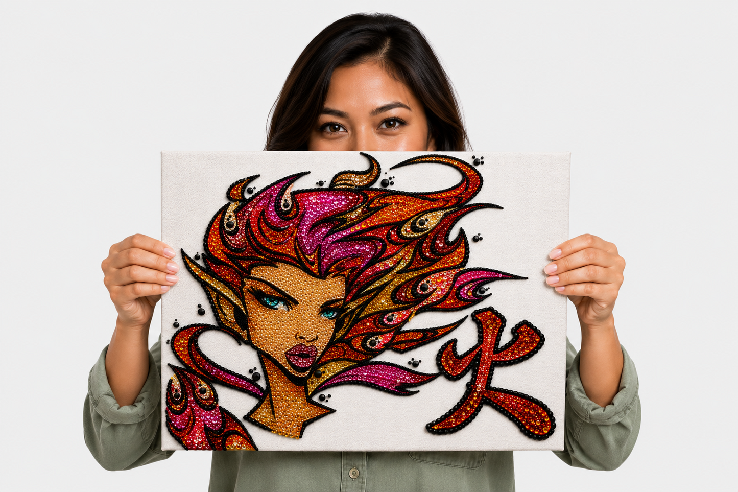 She Moves Like Fire - Ready to Paint and Rhinestone Canvas