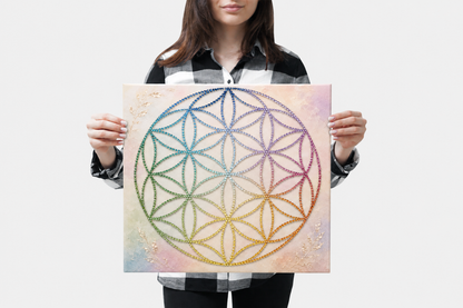 The Flower of Life - Ready to Paint and Rhinestone Canvas