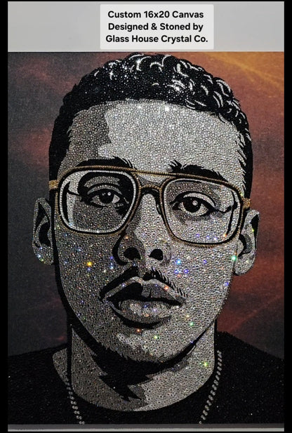 Commissioned Rhinestone Canvas — Designed & Rhinestoned For You