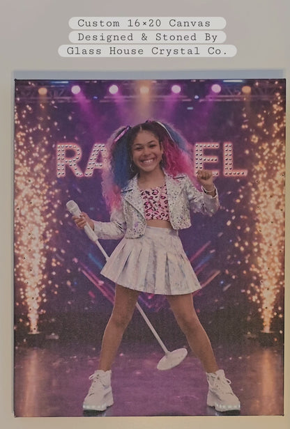 Commissioned Rhinestone Canvas — Designed & Rhinestoned For You